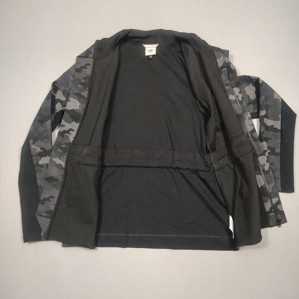 Cabi Jacket Womens S Rayon Camouflage Drawstring Waist Black Grey 3911 Utility - Picture 3 of 10